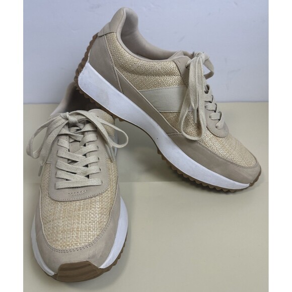 DV BY DOLCE VITA BREELA WOMENS SIZE 10 RAFFIA CUSHIONED SNEAKER - Picture 1 of 13